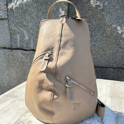 <50%OFFSALE> 【カードケース付き カラフルビーンズリュックR 】レザーリュック（本革）BEIGE 5枚目の画像