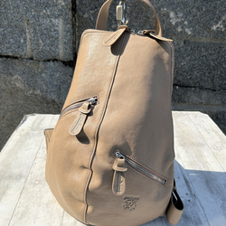 <50%OFFSALE> 【カードケース付き カラフルビーンズリュックR 】レザーリュック（本革）BEIGE 8枚目の画像