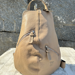 <50%OFFSALE> 【カードケース付き カラフルビーンズリュックR 】レザーリュック（本革）BEIGE 6枚目の画像