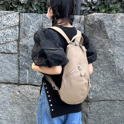 <50%OFFSALE> 【カードケース付き カラフルビーンズリュックR 】レザーリュック（本革）BEIGE 3枚目の画像