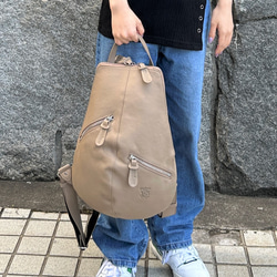 <50%OFFSALE> 【カードケース付き カラフルビーンズリュックR 】レザーリュック（本革）BEIGE 17枚目の画像