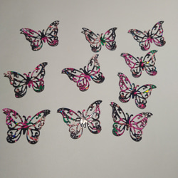 キラキラ 上質紙 ホログラム ダイカット 蝶 10枚セット コラージュ 素材 6枚目の画像