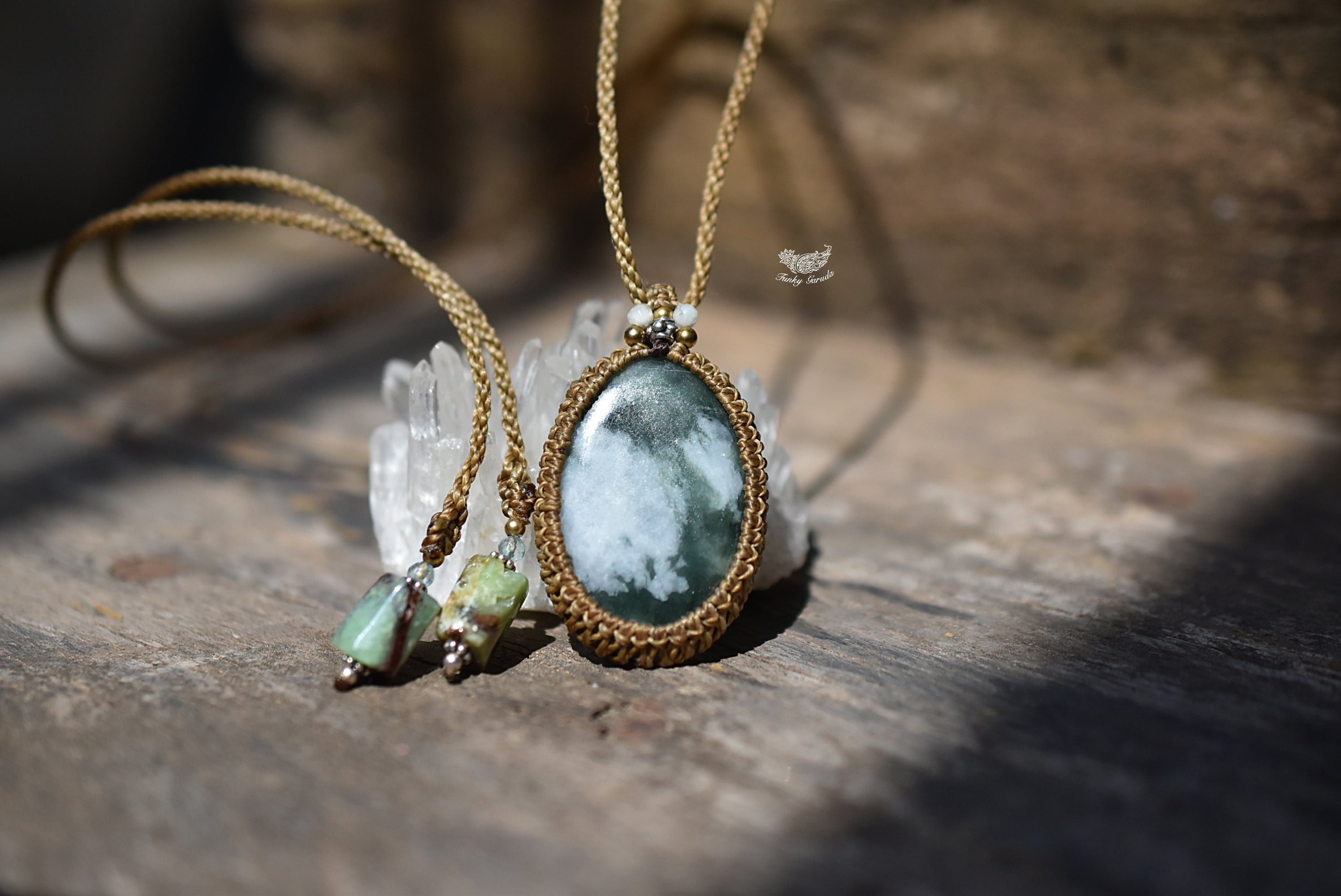 本翡翠★ミャンマー翡翠★マクラメネックレス1036