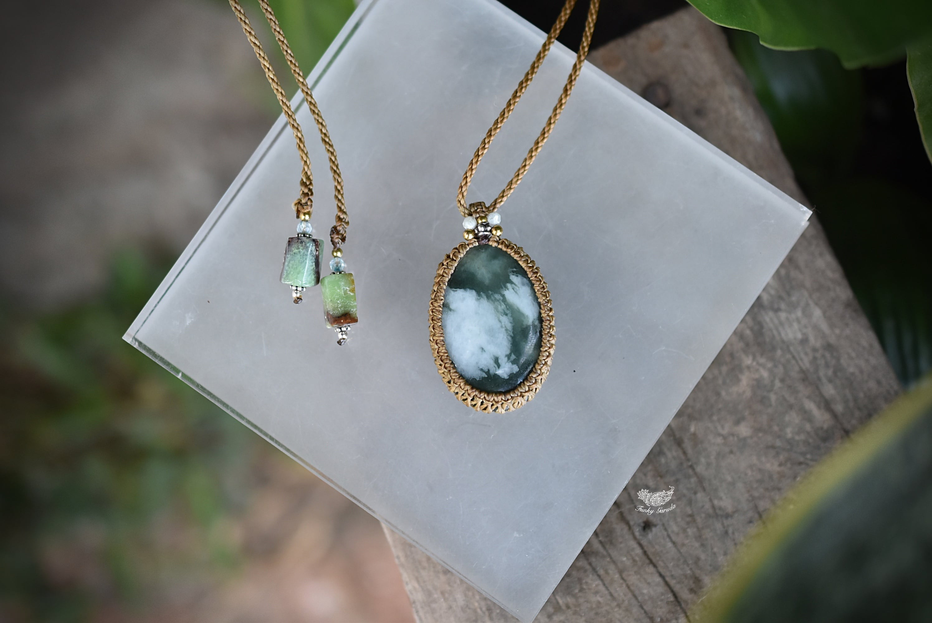 本翡翠★ミャンマー翡翠★マクラメネックレス1036