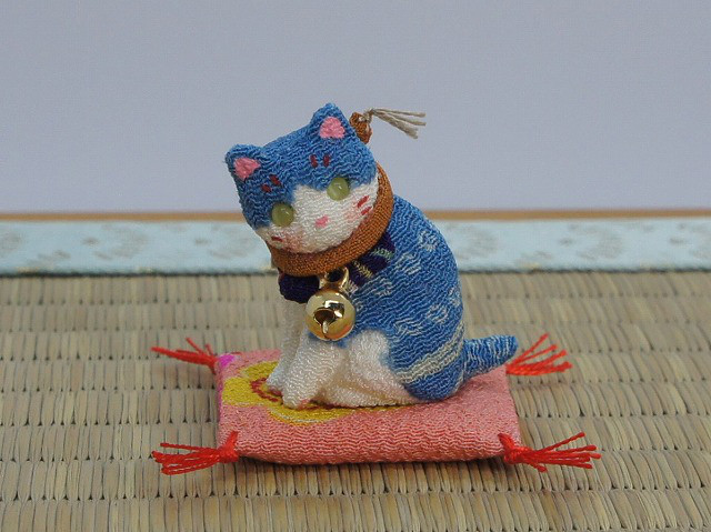 創作人形55 ねこ 猫 ちりめん 着物 古布 ハンドメイド 創作人形55 ねこ 大掛かり 猫 ちりめん 着物 古布 ハンドメイド