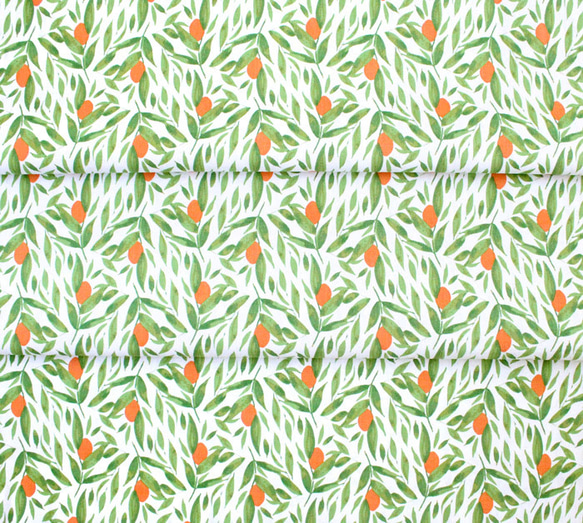 カットクロス Windham Fabrics Cora 52362-1 Kumquats White 6枚目の画像