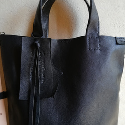 shoulder tote 　黒色　ピッグスキンレザー 4枚目の画像