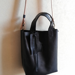 shoulder tote 　黒色　ピッグスキンレザー 14枚目の画像