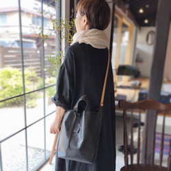 shoulder tote 　黒色　ピッグスキンレザー 20枚目の画像