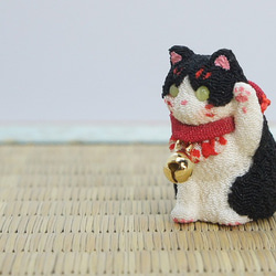 縮緬人形　豆猫十　黒白 2枚目の画像