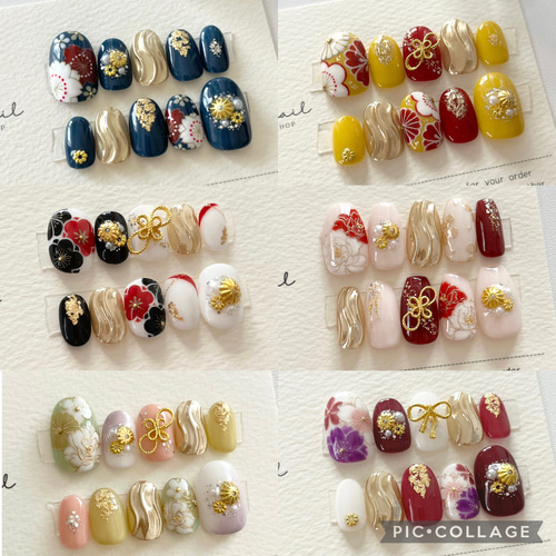 成人式ネイルチップフルオーダー ありがとうございました♡ 振袖フルオーダー👘🌼 おまかせで