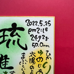 【定型文】決まった詩でらくらく注文*。生年月日入りミニ色紙。出産祝いや命名の由来など。選べるカラー 9枚目の画像