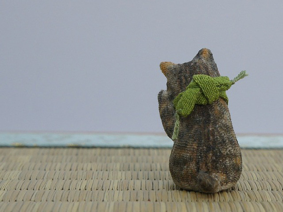 縮緬人形　豆猫十五　サビネコ 3枚目の画像