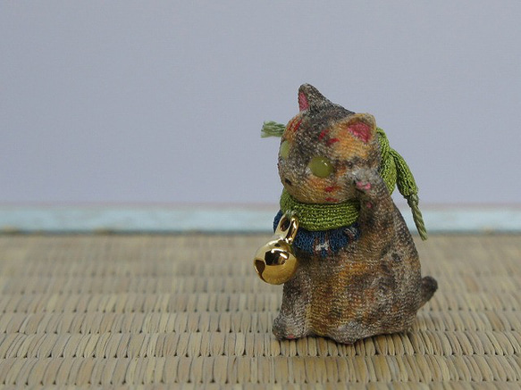 縮緬人形　豆猫十五　サビネコ 2枚目の画像