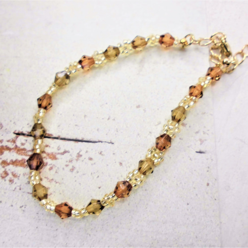 2046-そろばんビーズブラウンブレスレット ブレスレット handkiyo 通販