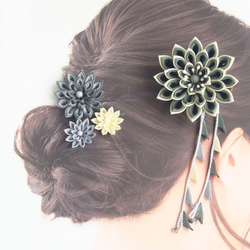 Set of hair ornaments/Flexible arrangement /Grayish-green 第2張的照片