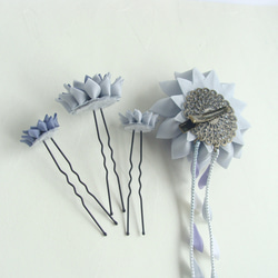 Set of hair ornaments/Flexible arrangement /Grayish-green 第5張的照片