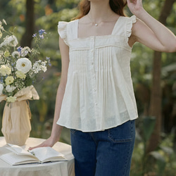 ジャガードフリルノースリーブブラウス　34 ジャガードフリルノースリーブブラウス 34 フクレジャガード