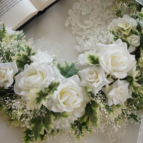 ☆ブートニア付き white wedding【ウェディングリースブーケ
