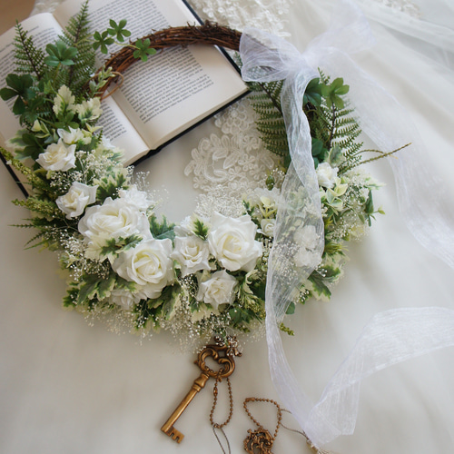 ☆ブートニア付き white wedding【ウェディングリースブーケ