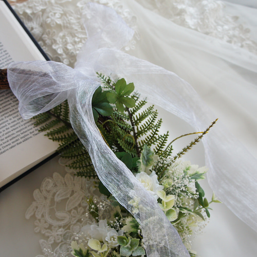 ☆ブートニア付き white wedding【ウェディングリースブーケ ☆ブートニア付き white wedding【ウェディングリースブーケ