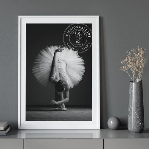 アートポスター バレエダンサー モノクロ写真 チュチュ 優美 白黒