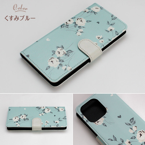 バラ柄01 薔薇 花柄 北欧 くすみ iPhoneケース手帳型 14