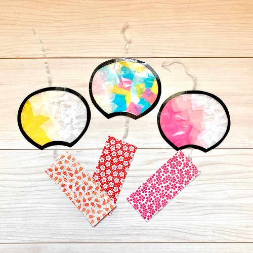 夏にぴったりの壁面飾り 20枚製作キット 光が透けて涼やかな風鈴 型紙