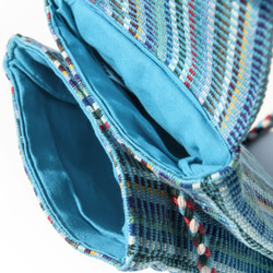 手織り布携帯電話ケース収納袋チケットホルダーのんびり旅行カードケースサイドバックパック - レインボーカラーストライプカラークリ 4枚目の画像
