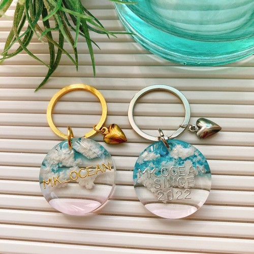 名入れ キーホルダー 空レジン 雲レジン サークルM キーホルダー