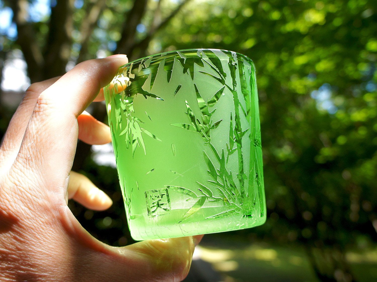 懐古笹竹グラス【落款入り】