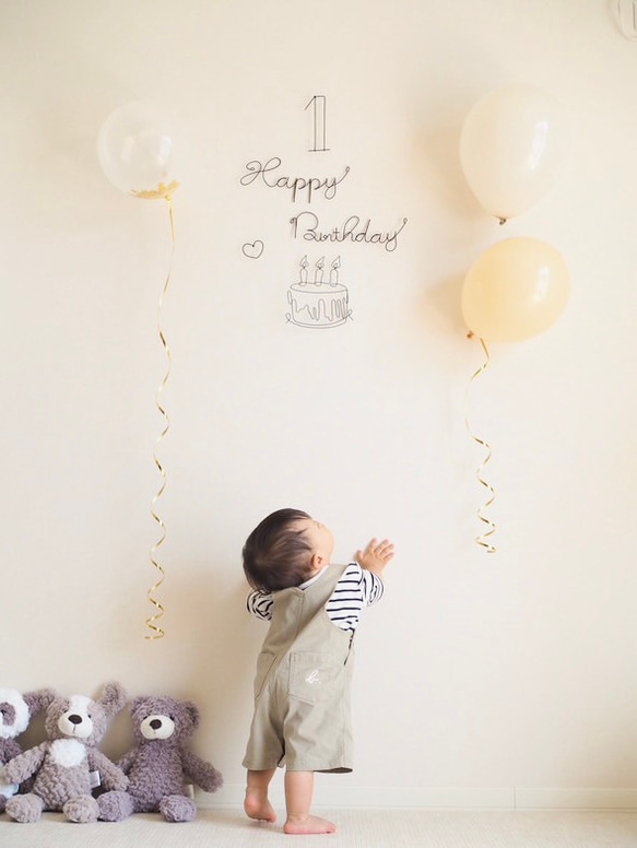 誕生日　飾り　ワイヤークラフト　ワイヤーアート　ハーフバースデー　バースデーフォト　お花　フラワー　女の子　風船 3枚目の画像
