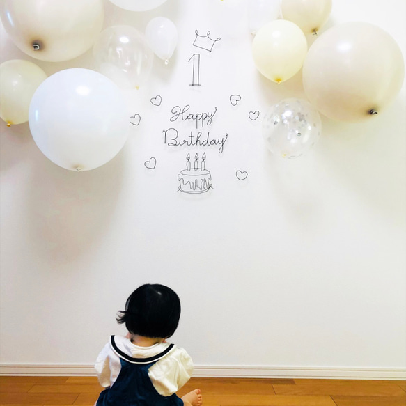 誕生日　飾り　ワイヤークラフト　ワイヤーアート　ハーフバースデー　バースデーフォト　お花　フラワー　女の子　風船 5枚目の画像