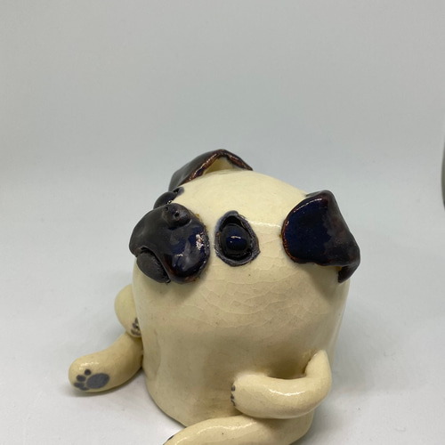 犬 置物 　パグ　親子　sandicast社　レア廃盤 陶器犬置物 パグ パピー(仔犬) シルバーフォーン | Haniibaaz