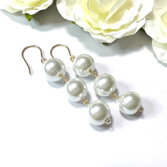 揺れるパールピアス　14kgf　pierced earrings 7枚目の画像