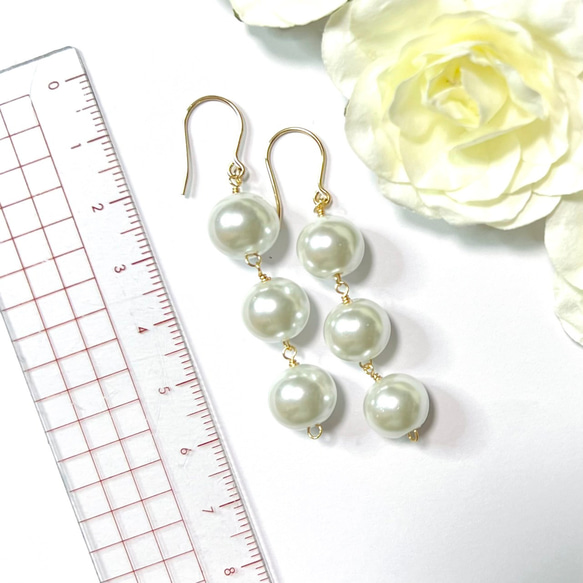 揺れるパールピアス　14kgf　pierced earrings 4枚目の画像