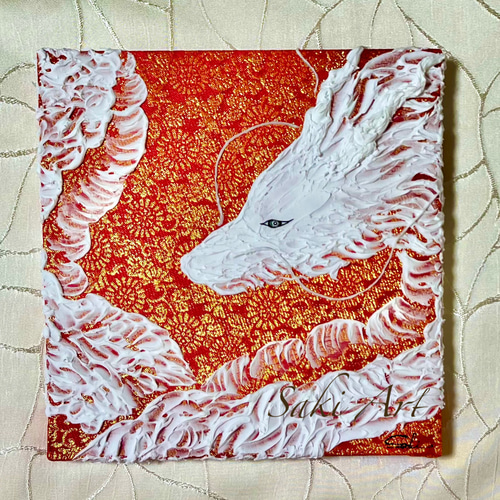 原画　龍　四神　動物画　絵画　アクリル画　現代アート　細密画　一点物　手描き 一点もの【 龍の絵.原画】 緑龍～光の中へ〜送料無料～ 龍神