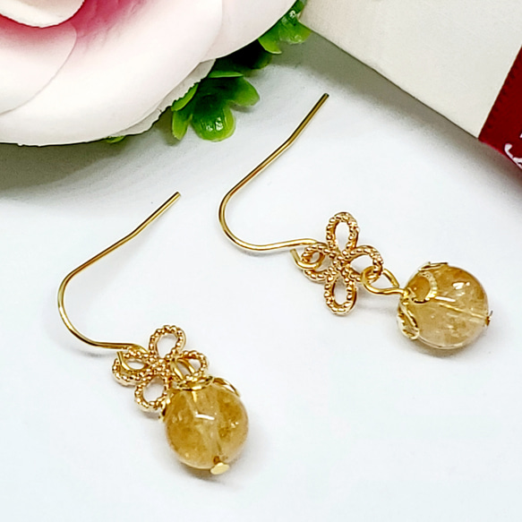 お買い得】天然石＊シトリン＊ピアス/イヤリング＊アレルギー対応 