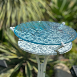 新作　クリアウォーター　水紋の影　穏やかな海　レジンアート　海の波紋　ガラスサイドテーブル　海 SEA  table 3枚目の画像