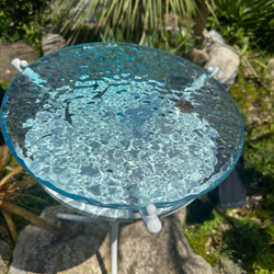 新作　クリアウォーター　水紋の影　穏やかな海　レジンアート　海の波紋　ガラスサイドテーブル　海 SEA  table 2枚目の画像