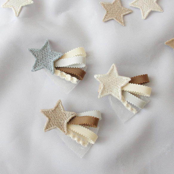 ⓝⓔⓦ【雲&流れ星】ベビーヘアクリップ　キッズヘアクリップ　ヘアゴム ⓝⓔⓦ【雲&流れ星】ベビーヘアクリップキッズヘアクリップヘアゴム