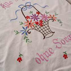 ドイツのヴィンテージ/色鮮やかなフラワーバスケットの刺繍 カーテン・オーバータオル(ヴィンテージ) 7枚目の画像