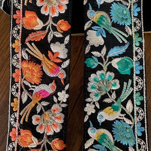50cm～ インド刺繍リボン 2色 綿 リボン・テープ Rose Jaipur 