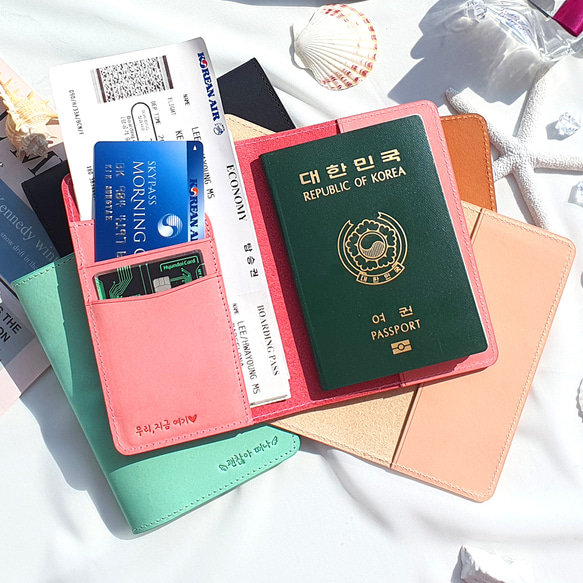 義大利天然牛皮姓名護照套卡夾海外旅行袋結婚禮物刻字禮物 第1張的照片