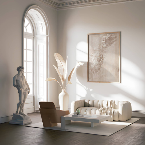 アートポスター 北欧風 シンプルモダン 抽象画 ベージュ ミニマル