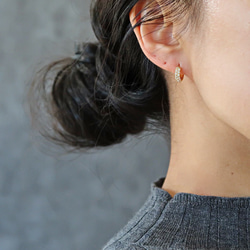 [2way] 粉紅摩根石圈形耳環 第6張的照片