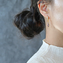 [2way] 粉紅摩根石圈形耳環 第3張的照片