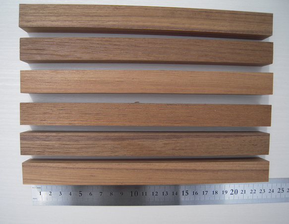 ペンターニング用【チーク材6本組】　ハンドメイド素材　チーク　銘木　木材　端材　ウッドターニング 2枚目の画像