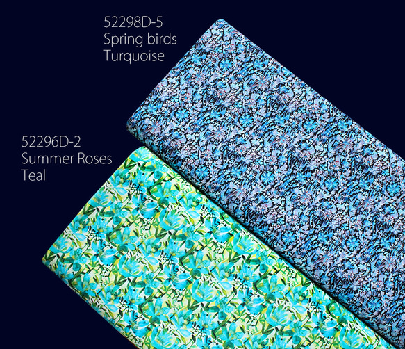 カットクロス Windham Fabrics Alfie 52296D-2 Summer Roses Teal 7枚目の画像