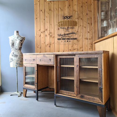 奥行き浅め！キッチンキャビネットKCC-06s 古材×アイアン 棚・シェルフ